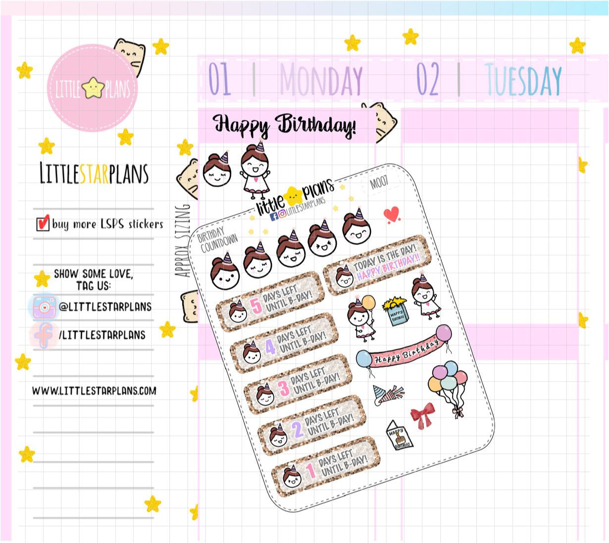 Birthday Countdown Planner Stickers