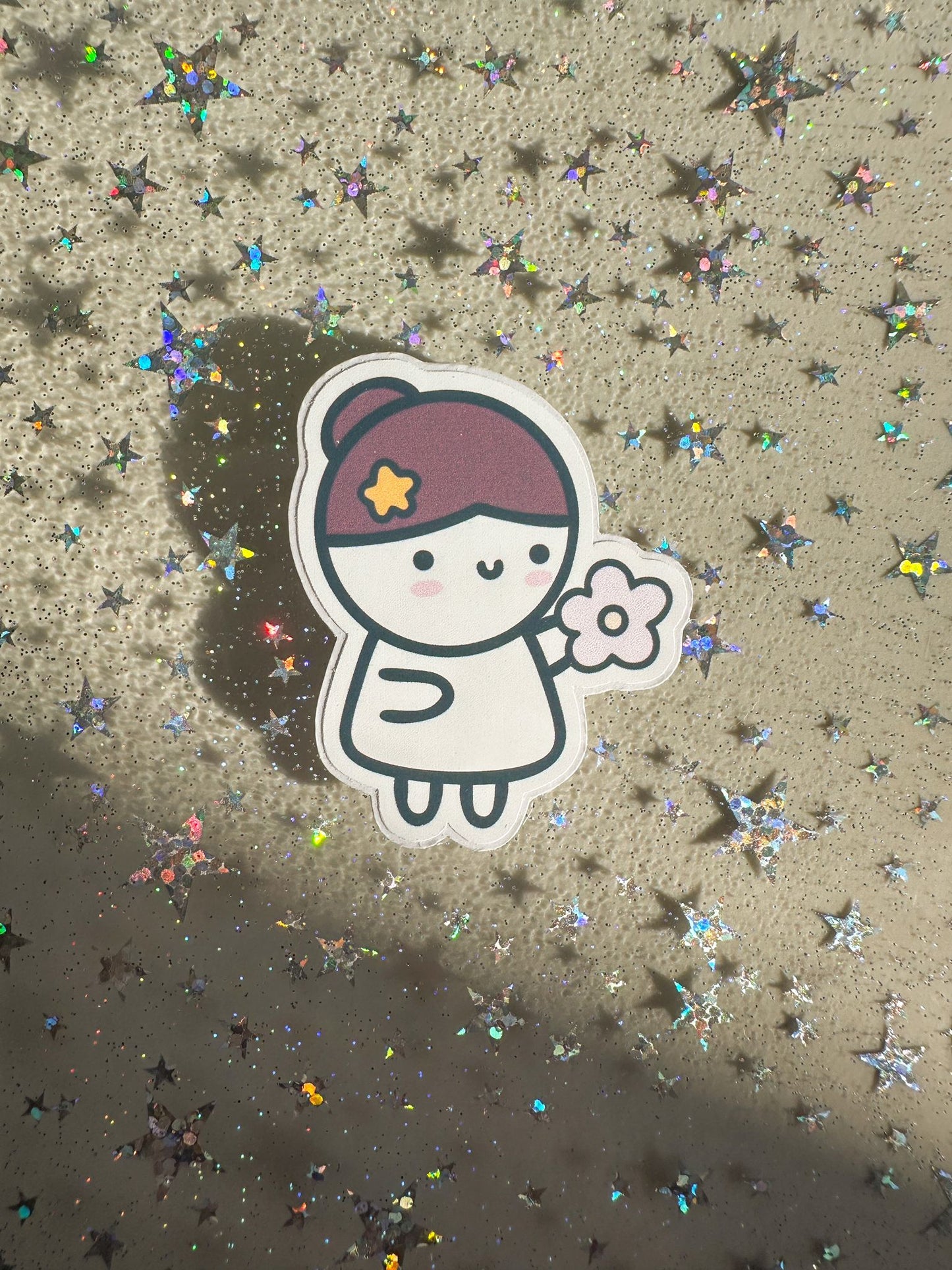 Mimi & Flower (Vinyl Die Cut Sticker - Non-Waterproof)