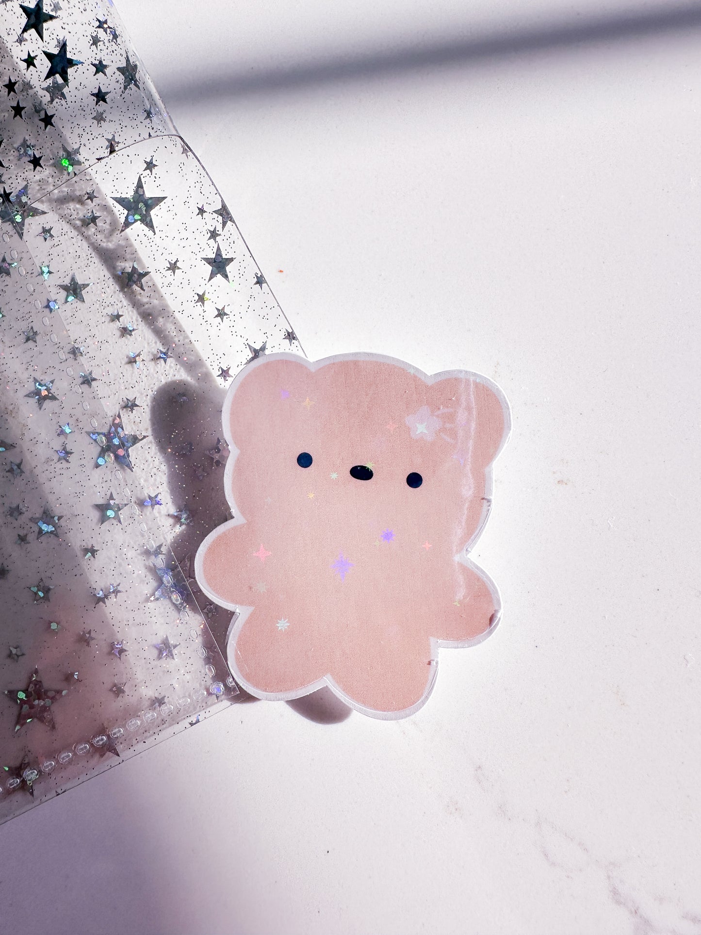 Cutie Bear Pie Sparkly Vinyl Die Cut Sticker