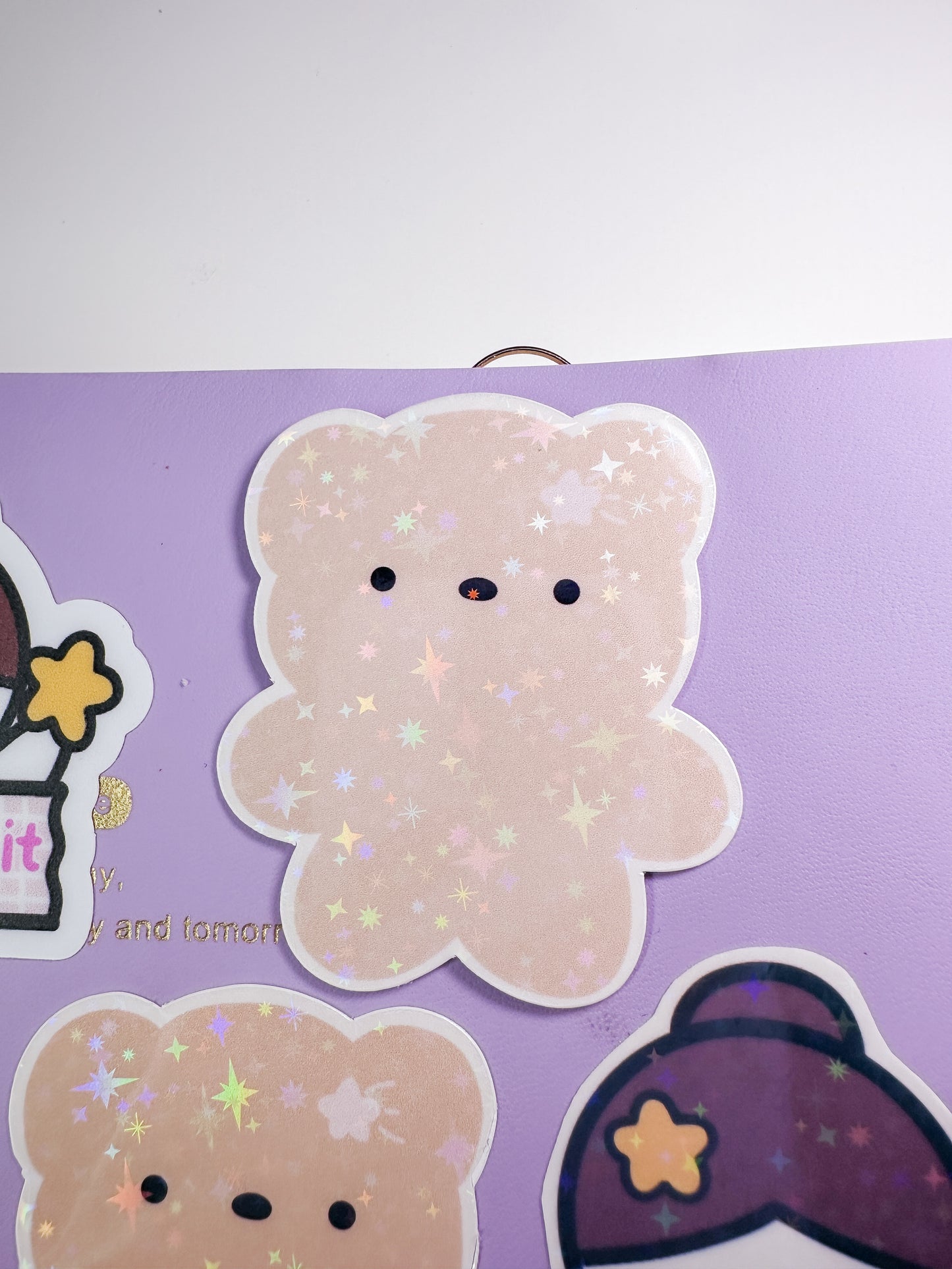 Cutie Bear Pie Sparkly Vinyl Die Cut Sticker