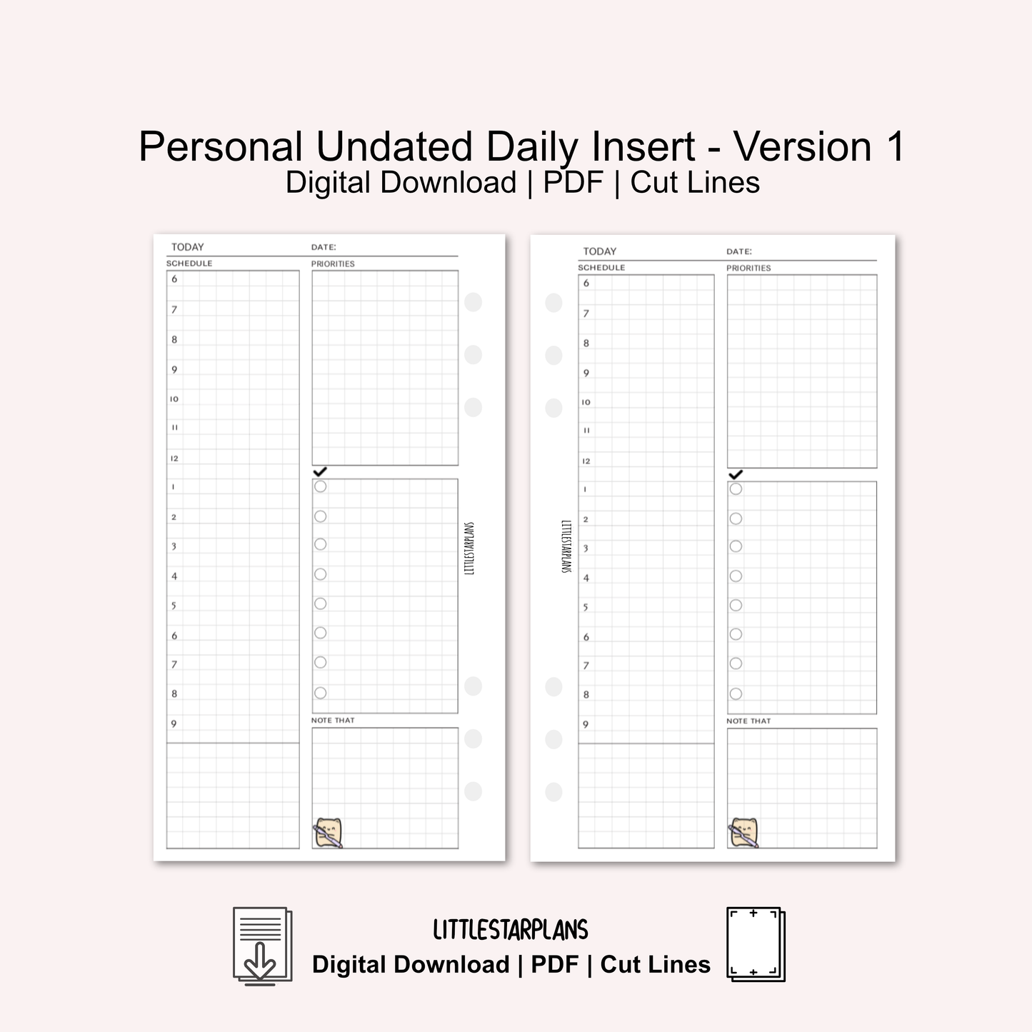 Personal Ring Size | Neku Functional Undated Daily Inserts Version 1 | PRINTABLE
