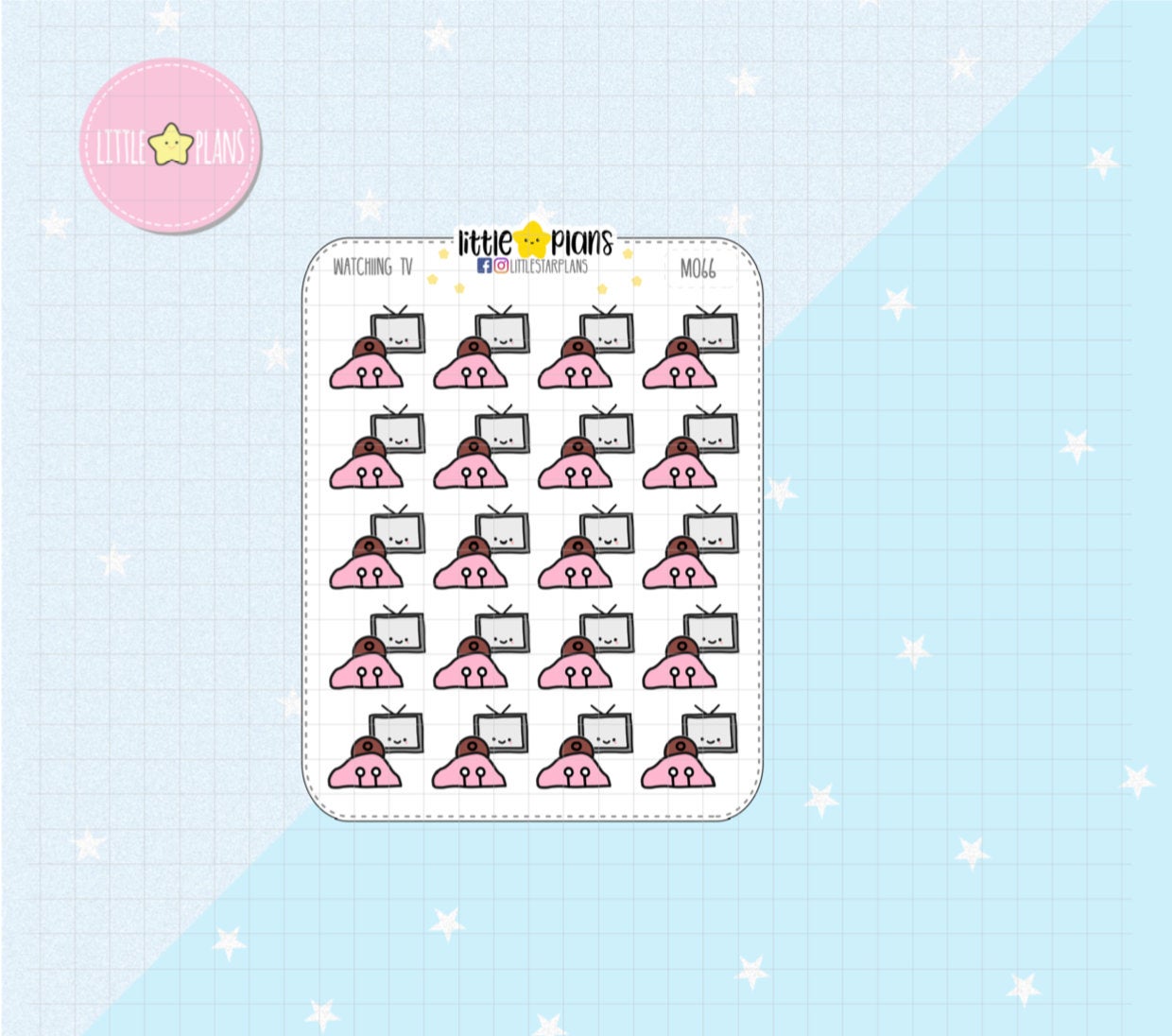 Activity - Watch TV, Watching TV | Mimi Planner Stickers - Littlestarplans