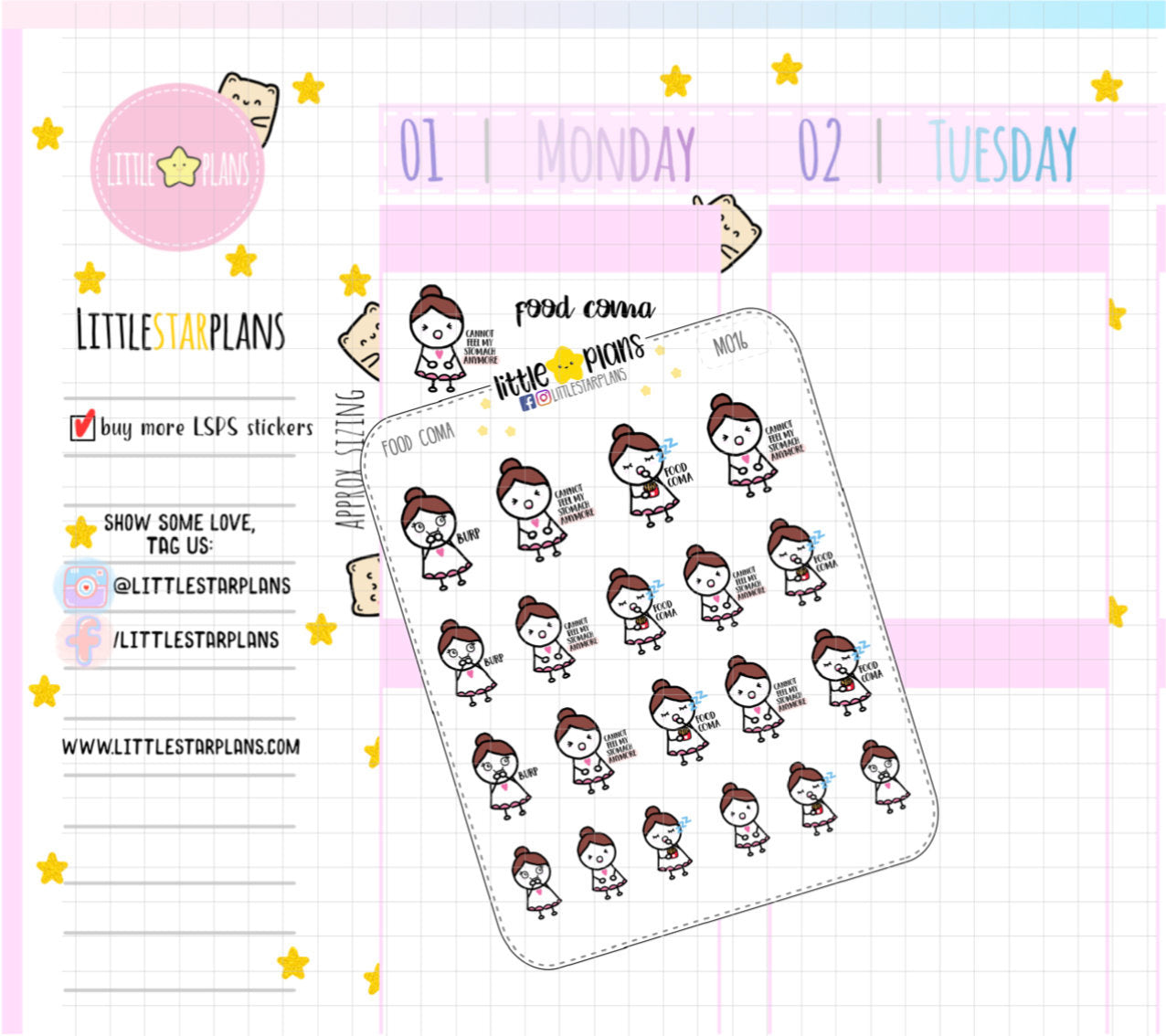 Mimi Food Coma, Junk Food Planner Stickers (M016) - Littlestarplans